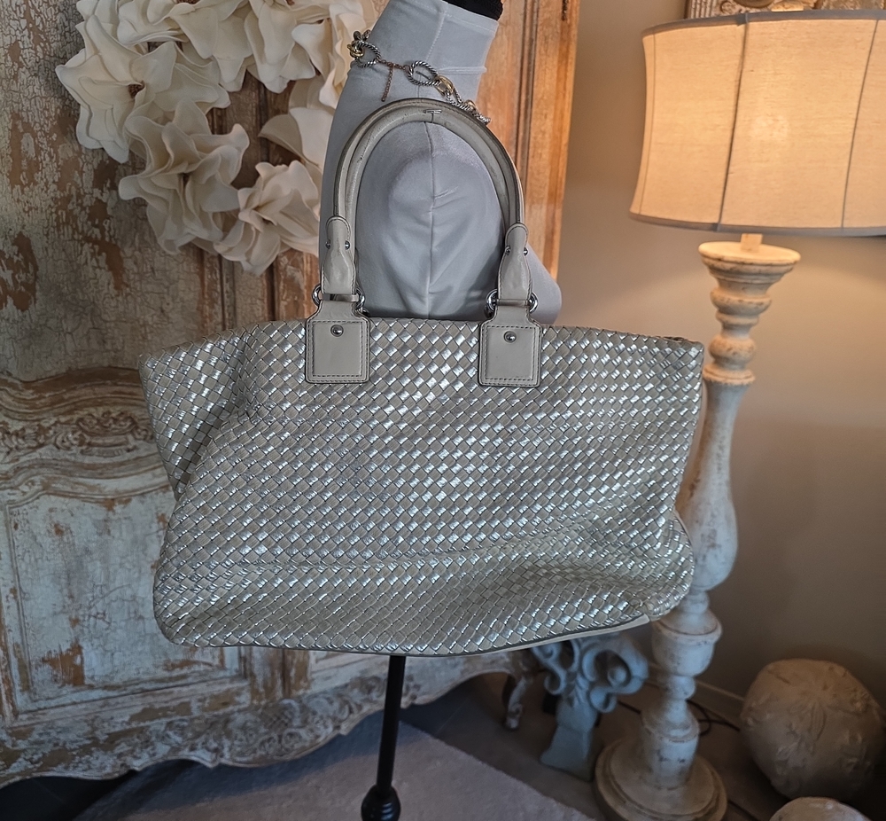Banana Republic Metallic Silver Woven Tote